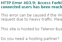 Error 403.9 - Would you like to host with us?